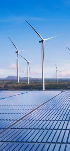 Wind turbines and solar panels